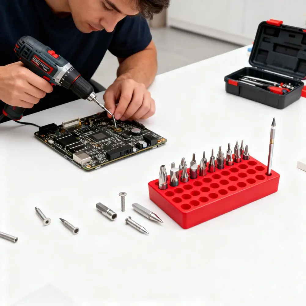 50 Holes Bits Storage Box Screwdriver Bit Organizer Hex Impact Drill Bits Attachment Organizer Plastic Portable Case