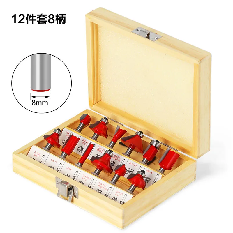 

12pcs 8mm Router Bit Set Trimming Straight Milling Cutter Wood Bits Tungsten Carbide Cutting Woodworking Trimming Tools