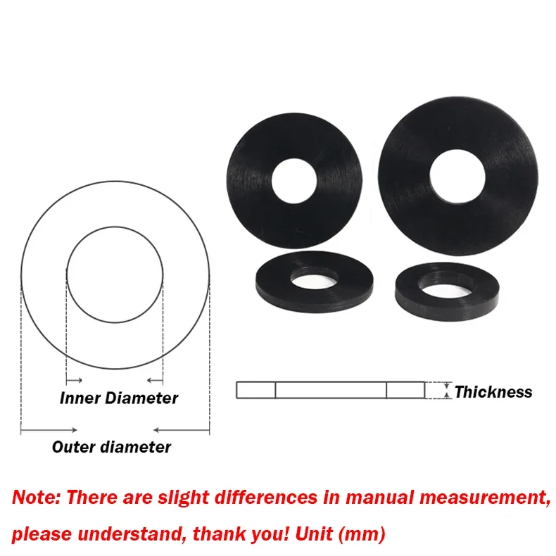 Black Silicone Seal O-Ring Washer M2 M2.5 M2.7 M3 M4 M5 M6 M8 M10 M12 M16 M20 Silicone Rubber Flat Washer Seal Ring Gasket