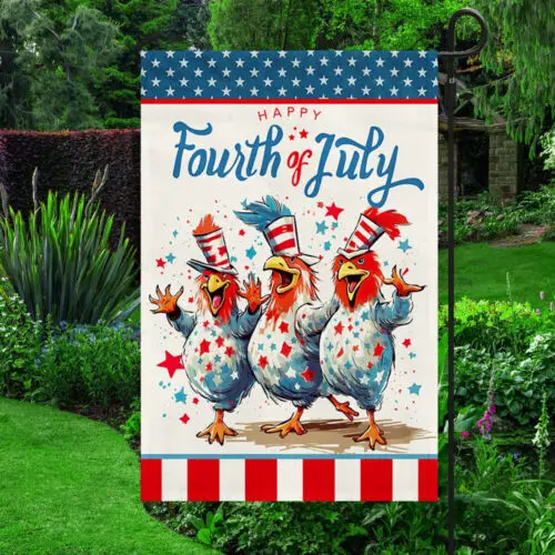 Patriotic Chickens 4th Of July Farm Life Flag Garden Flag ANM LLP LLX