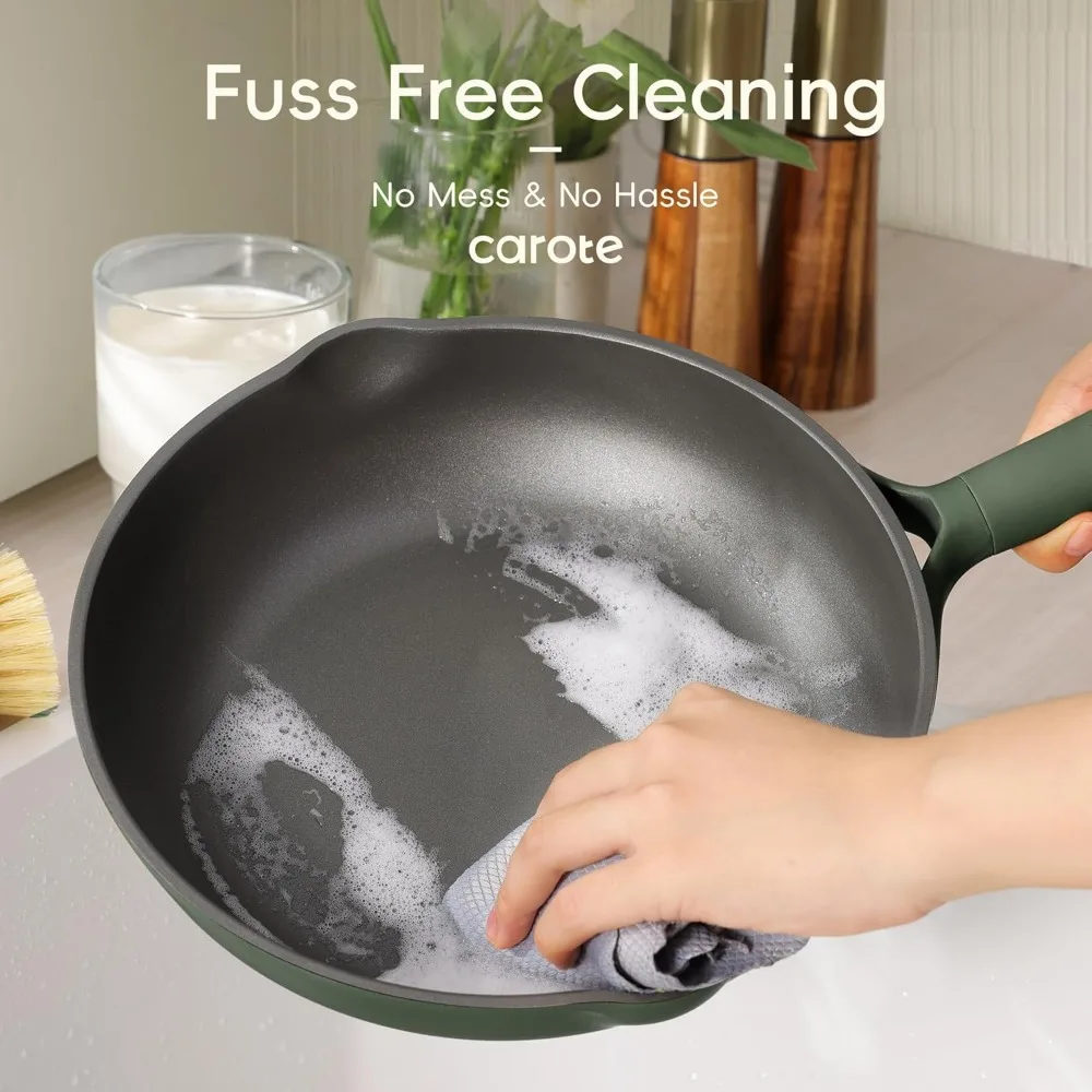 Set di pentole antiaderenti da 19 pezzi, set di pentole e padelle antiaderenti, set di pentole da cucina, pentole a induzione premium, pentole verdi, frittate