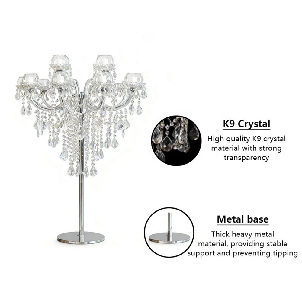 European Style 15-head Crystal2-6pcs H100cm Table Lamp Luxury Hotel Bedroom Wedding Candle Decoration Lamp for Living Room Villa