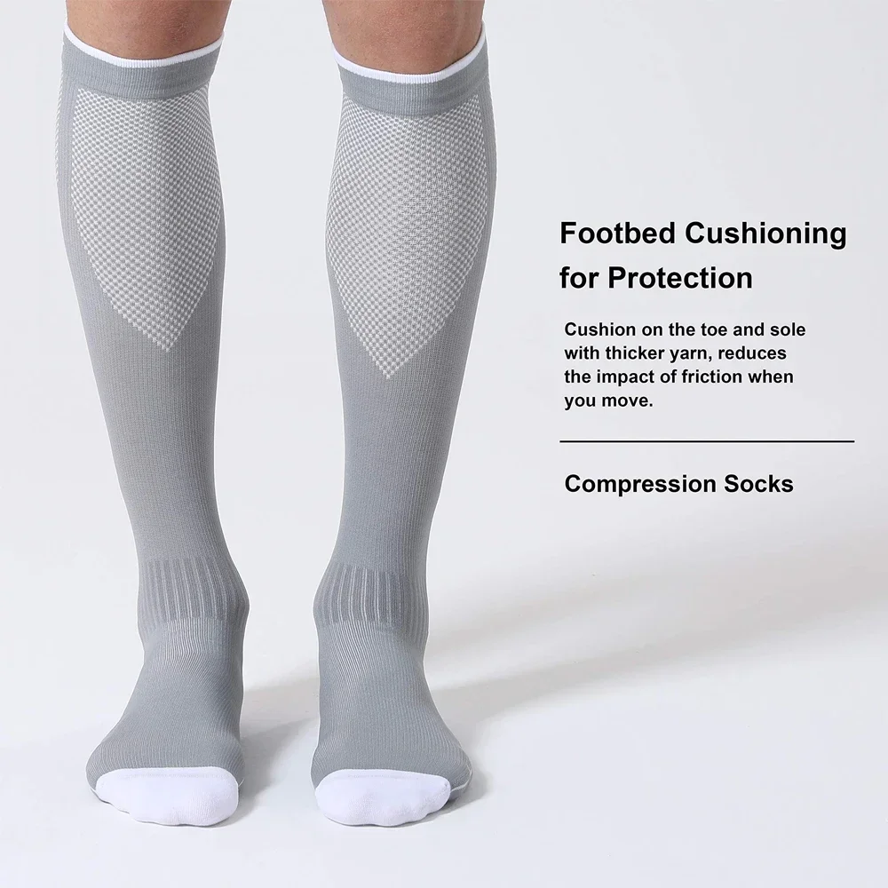 WEFITON 1 Paar Kompressionssocken für Damen und Herren, 20–30 mmHg – Durchblutungssocken – für Laufen, Sport, Flugsocken, Sport – Detail 4