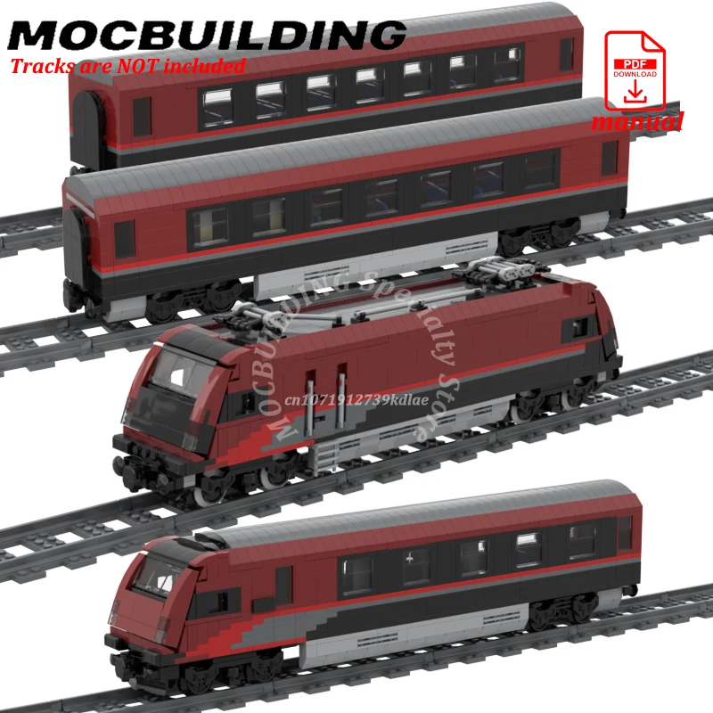 RJ Train Engine Model MOC Buildings City Railway Locomotive Train Set Construction Bricks DIY Toys Gifts