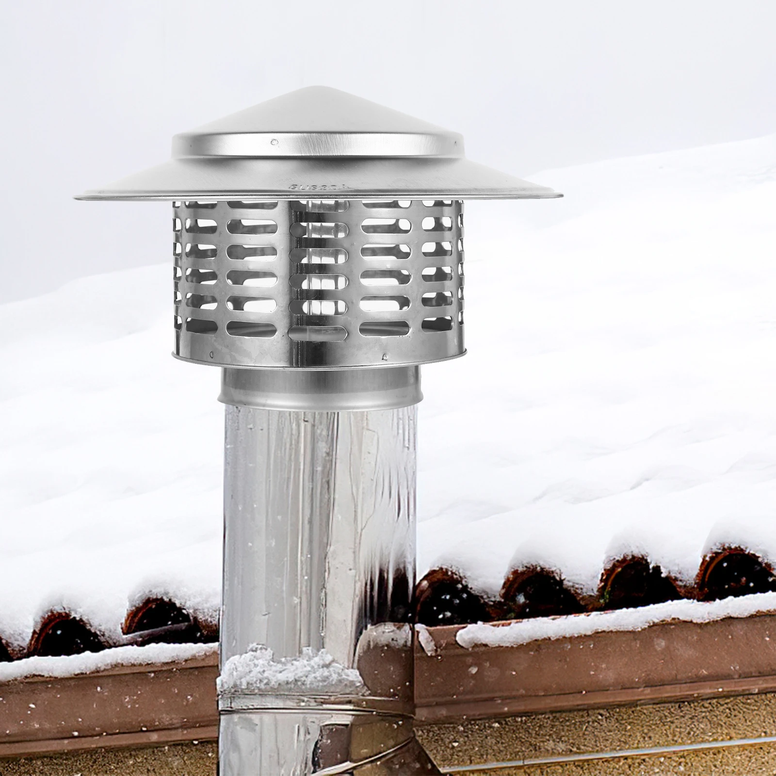 

1pc Rainproof Pipe Cap 75mm Stainless Steel Chimney Lid Vent Protector for Outdoor Roof Exhaust Home Supplies