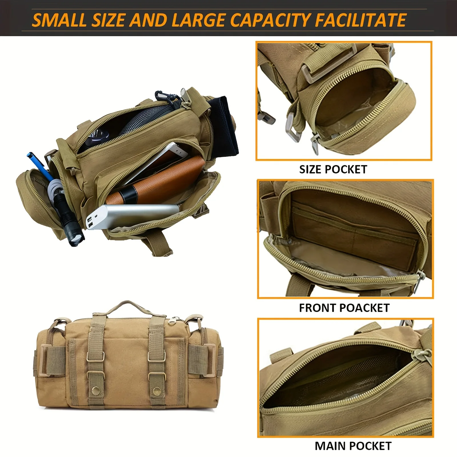 Waist Fanny Pack for Men Waterproof Cross-body Shoulder Sling Bag for Hiking Outdoor Climbing Fishing Camping