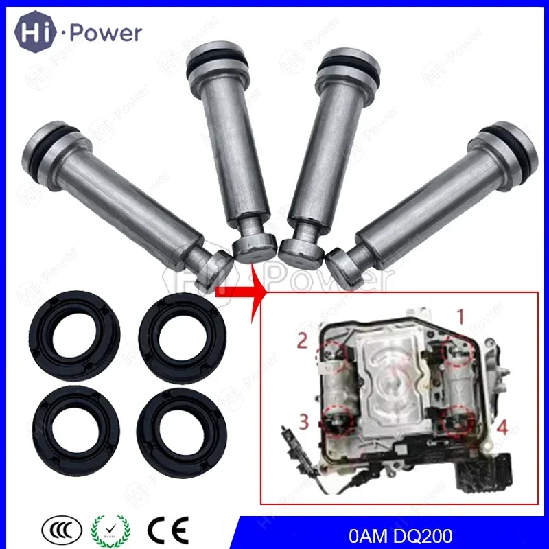 4PCS DQ200 DSG 0AM 7 Speed Transmission Gearbox Valve Body Pusher Rod Oil Seal For VW Audi OAM DQ200