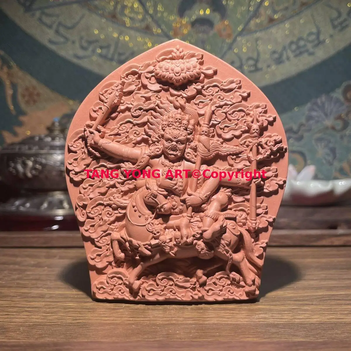 GOOD Holy sat-chaya buddha Palden Lhamo Holy pottery clay statue handmade clay tsha-tsha Buddhist temple lama monk worship