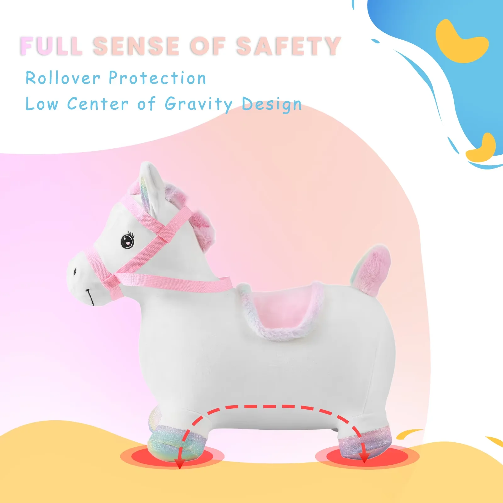 Cavallo gonfiabile con tramoggia gonfiabile in peluche che rimbalza - Giocattolo da colpo per interni ed esterni |   Regalo perfetto per bambini dai 2 ai 5 anni