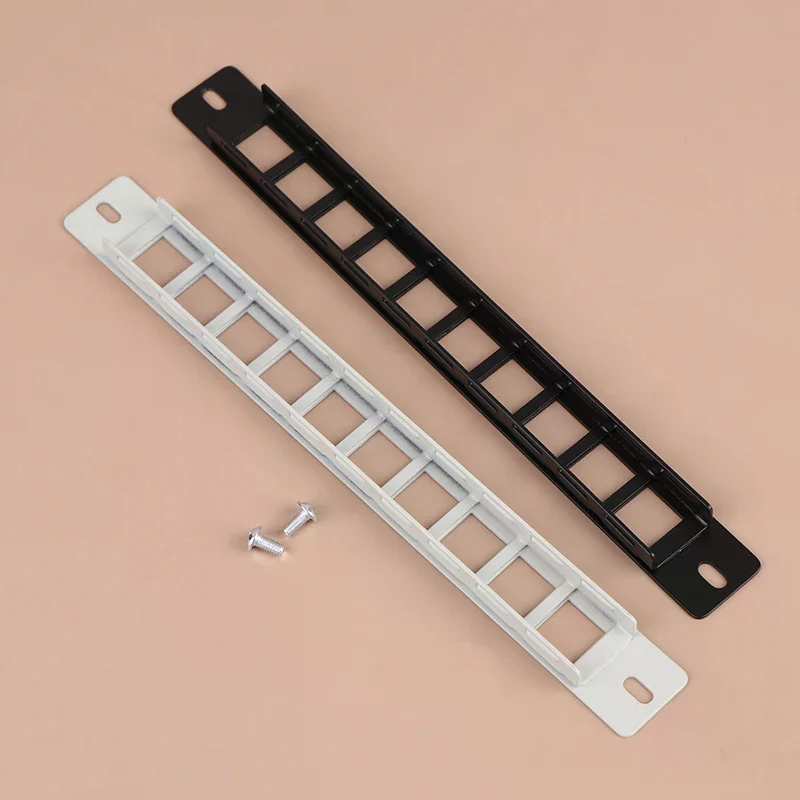 10-Port 1U Blank Network Patch Panel, Standard Keystone Rack Mount Cable Management Frame