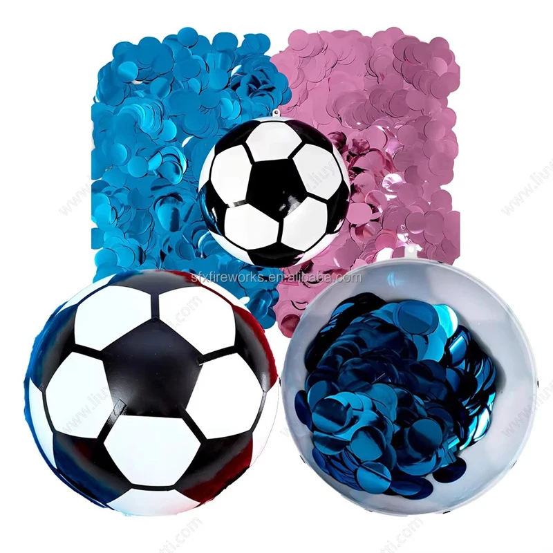 Baby Gender Reveal Ball Set Creative Exploding Powder Soccer Ball Baby Boys Girls Ultimate Party Decorations Blue Pink Sequins