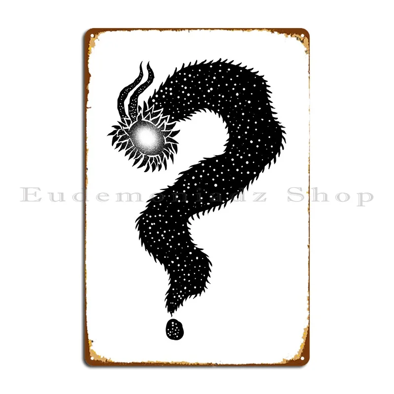 Dragon Question Mark Metal Plaque Rusty Home Club Character Club Tin Sign Poster