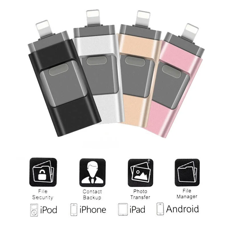 

Ultra-Fast 4-in-1 Flash Drive Memory Stick USB 3.0 Type-C OTG for iPhone Photo Stick Pen Drive 64GB 128GB 256GB