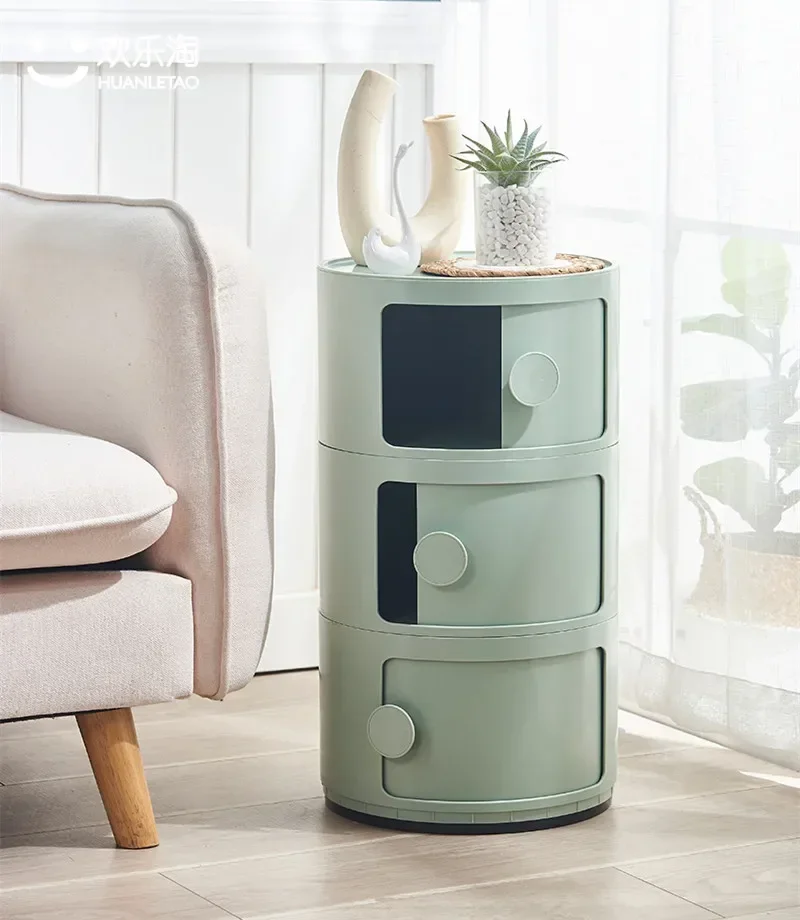 Mini Small Locker Nordic Style Children's Room Round Bedside Table Modern Bedroom Simple Storage Cabinet Plastic Organizer Boxes