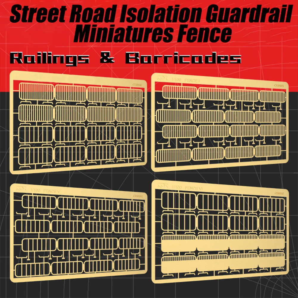 Kit de barandillas metálicas para maquetas de carreteras, mesas de arena, dioramas, corrales, estacionamientos y sitios de construcción