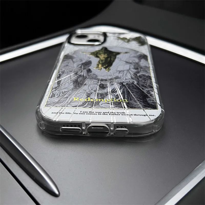 حافظة هاتف مقاومة للصدمات لهاتف آيفون ، حافظة واقية ، تصميم فريد ، موضة ، نحت ذهبي ، سيليكون ، غطاء لهاتف آيفون 15 برو ، 14 ، 13 برو ماكس ، 14 برو ماكس