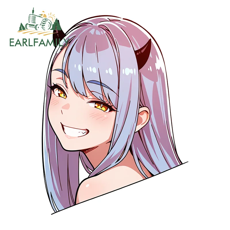 EARLFAMILY Anime Girl Peeker Stickers Creative Amusing Personality Decoration Simple Practical Sunscreen Decoration Accessories