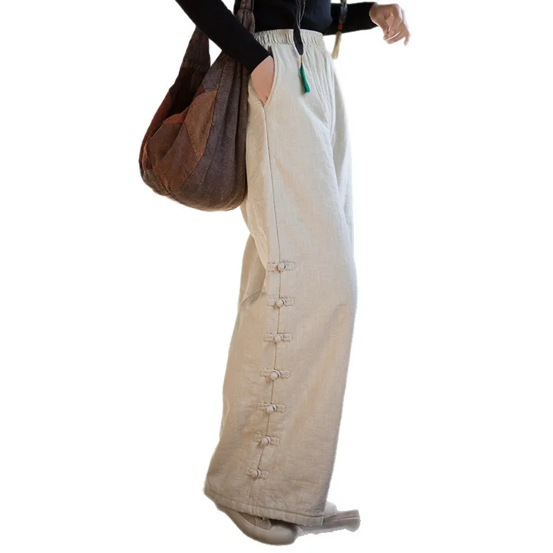 بنطال مبطن من الكتان الشتوي لعام 2025: تصميم أصلي، متعدد الاستخدامات ومقاس الساق المستقيمة #4