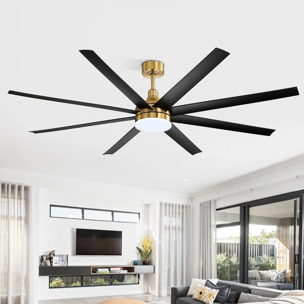 

72" Modern Ceiling Fans with Lights and Remote, 8 Reversible Blade, Quiet DC Motor, 6-Speed, Timer Function, 3 Color LED Light C