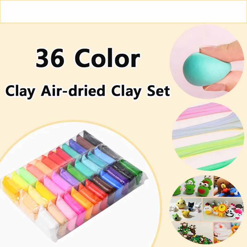 36 Color Clay Air-dried Clay Set Ultra Light Plastic Clay with Carving Tools DIY Crafts Gifts Children Non-Toxic Modeling Fun