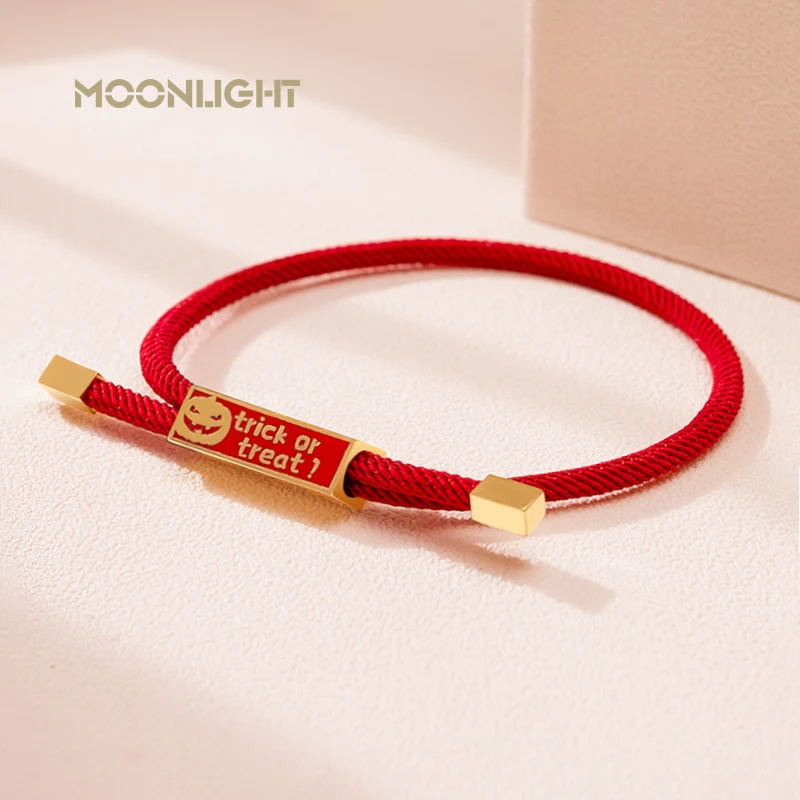 

MOONLIGHT High Quality Adjustable Christmas Bracelet Halloween Pumpkin Red Lucky Wristband Bracelet Party Jewelry Gift