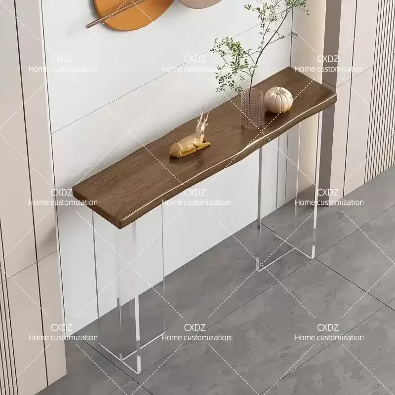Wabi Sandy Wind Acrylic Art Entrance Table Light Luxury High End Modern Simple Wall Mounted Long Console Table for Entryway