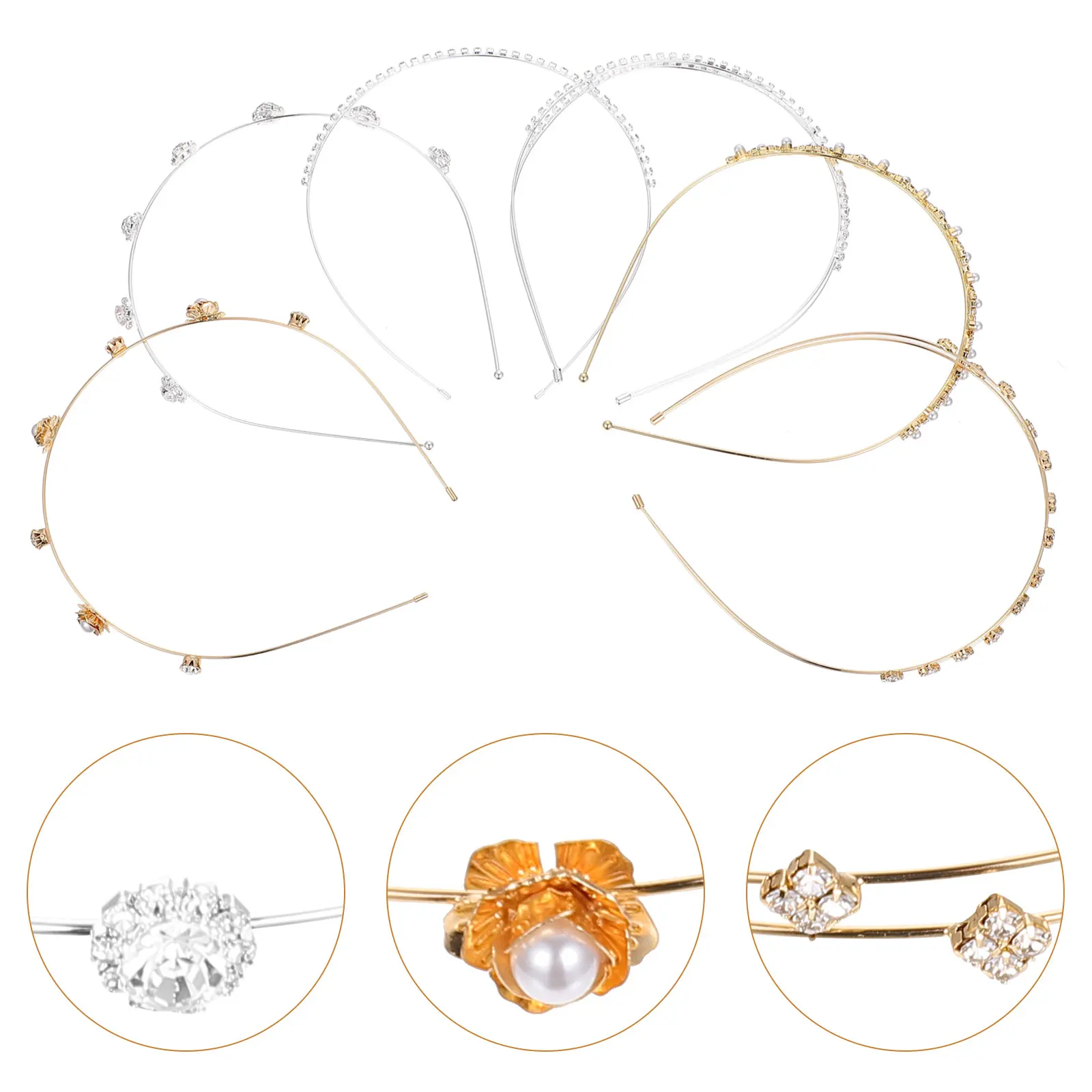 

6pcs Rhinestone Headb Pearl Wedding Girl Hair Accessories Fashion Women Elegant Pearl Rhinestone Headb Hairb Beautiful