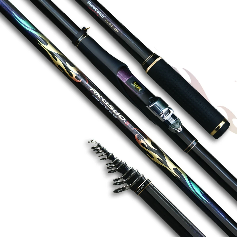 Dual-use Hand Rod Telescopic Pole Stream River Rock Fishing Rod High Carbon Super Light  Power Hand Pole Carp Spinning Rod Pesca