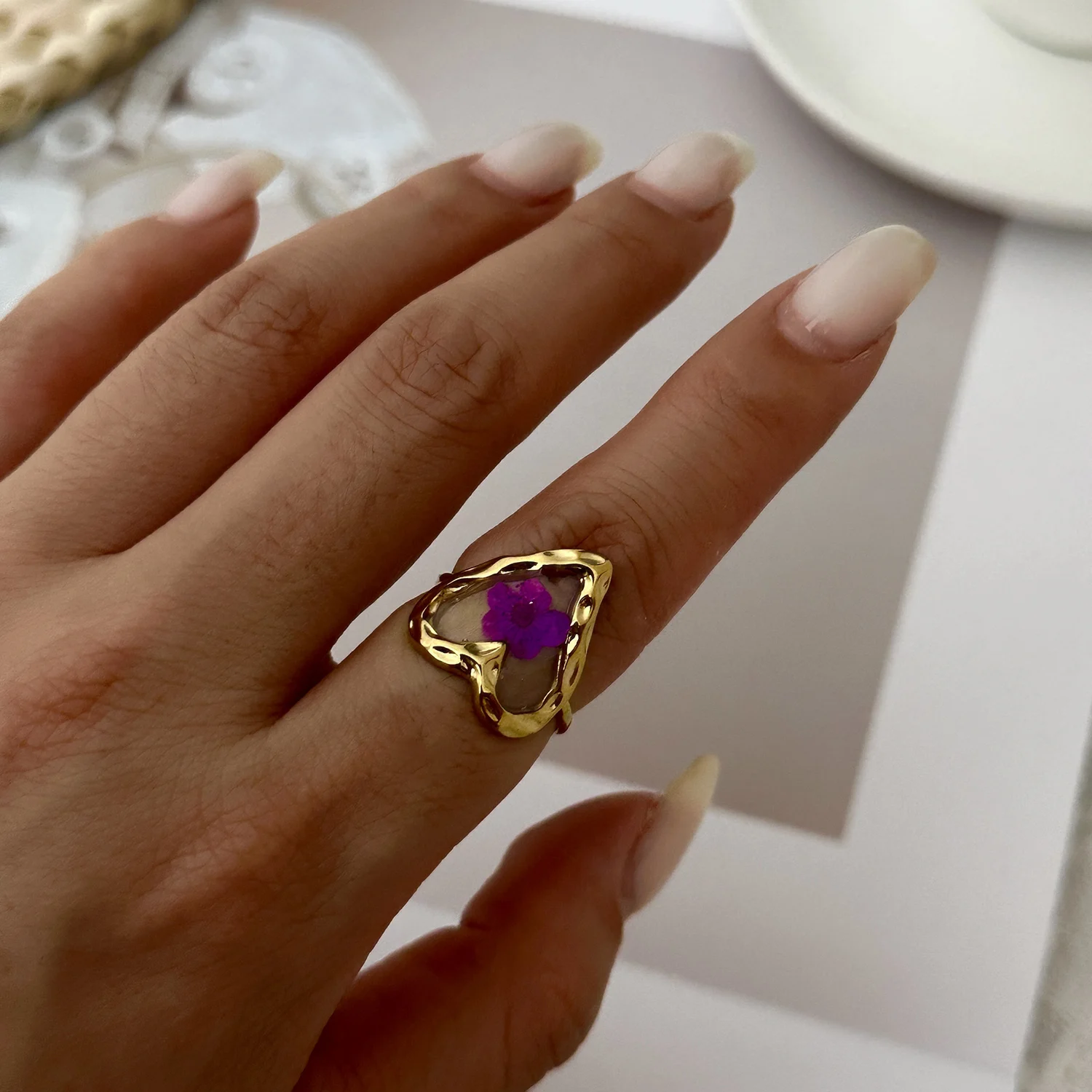 Romantic Flower Resin Heart 18 - огляд і ціна Resin Art Ring