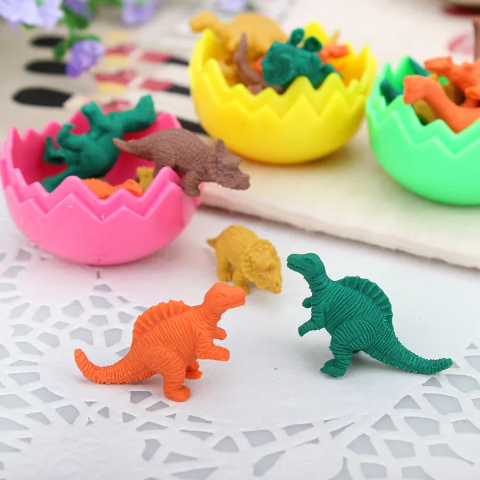 1PCS，Cute dinosaur egg rubber Korean creative student award Yiwu small commodity wholesale mini rubber. Color random.