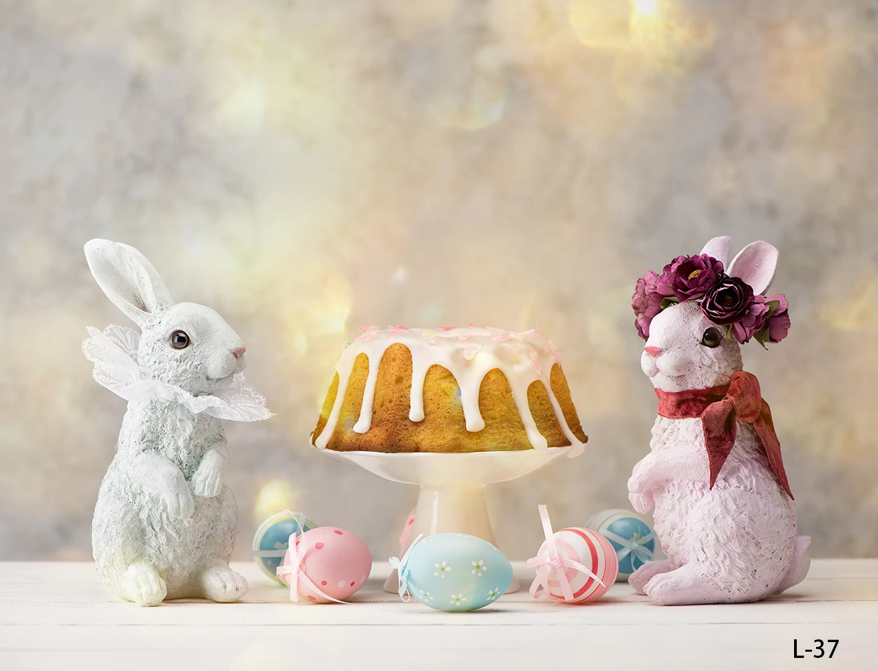 Фоны для фотосъемки с изображением милого кролика зайчика луга красочных яиц Счастливой Пасхи весеннего дня рождения солнечного света цветов