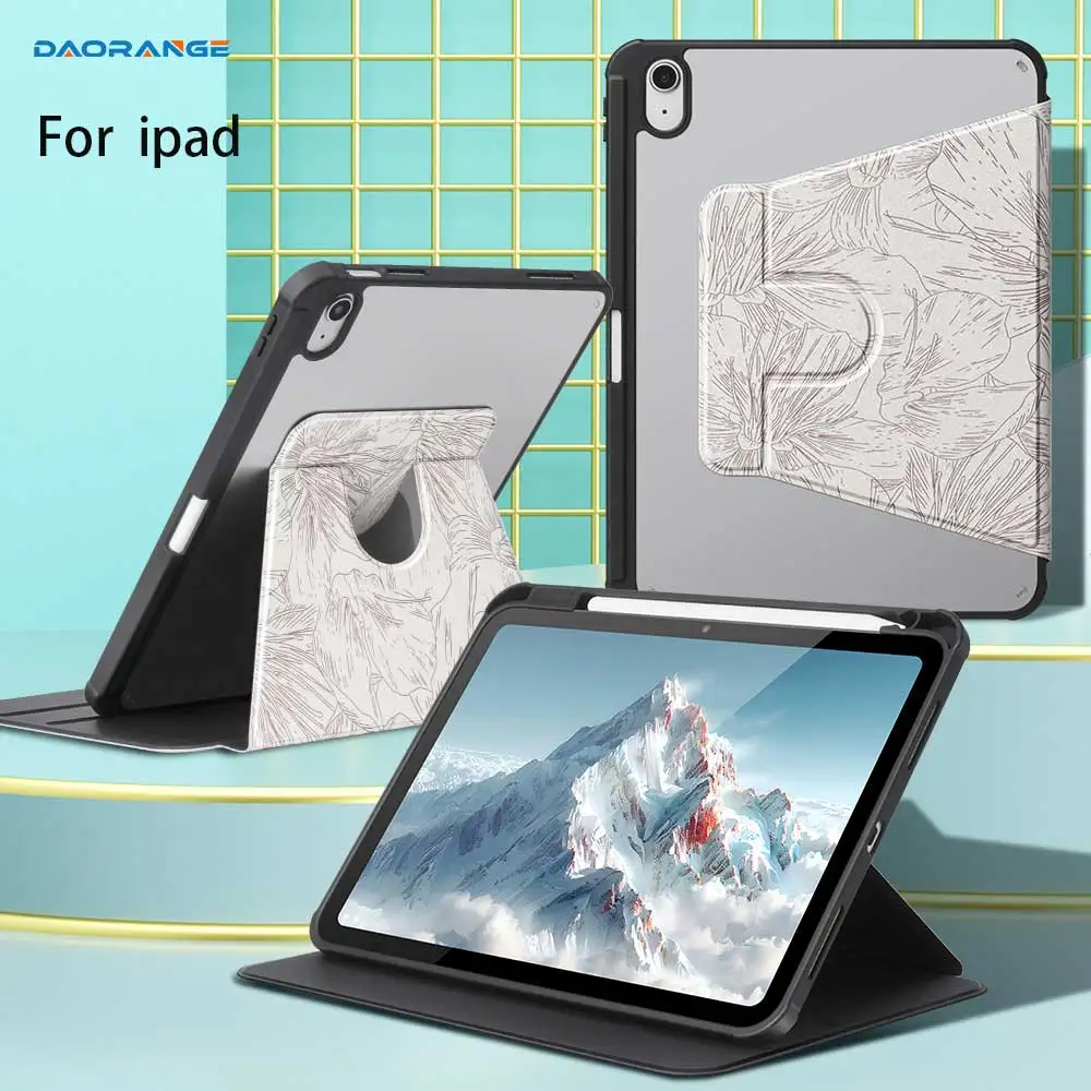 

3 Fold Flower Tablet Case for Air 7/8/9 10.2 10th A16 Air 4/5 10.9 ipad Pro 11/12.9/13 M4 Air 11/13 M2 with Pencil Holder