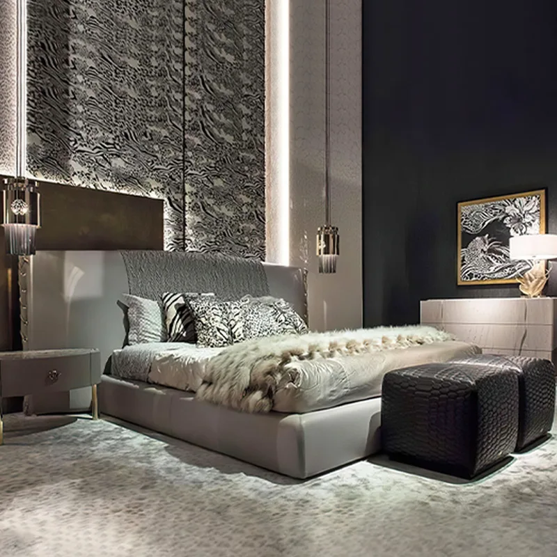 Lit en cuir de luxe léger