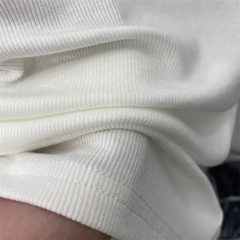 Threaded Short Sleeves Women T-shirts Summer New 2023 Turtleneck Solid Slim Elastic Long-sleeved Female Buttoming Pulls Top Tees