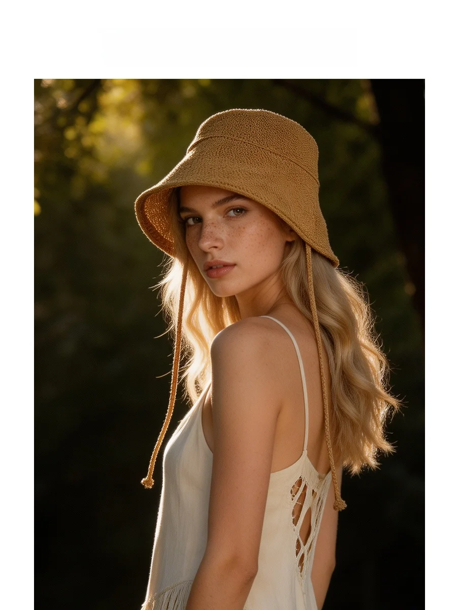 women's-summer-breathable-face-covering-fishing-hat-woven-foldable-large-brim-hat-hollow-design-sun-protection-witch-hat
