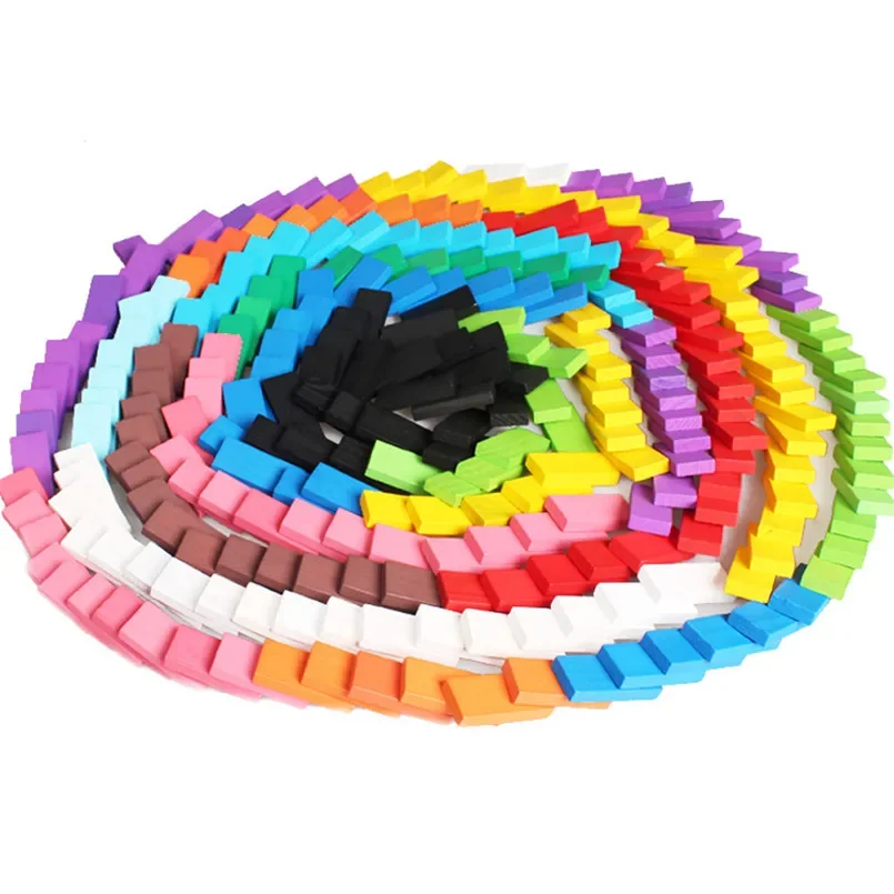 Wooden Domino Institution Accessories Organ Blocks Toys Rainbow Montessori Educational Domino Building Blocks Baby Children Toy