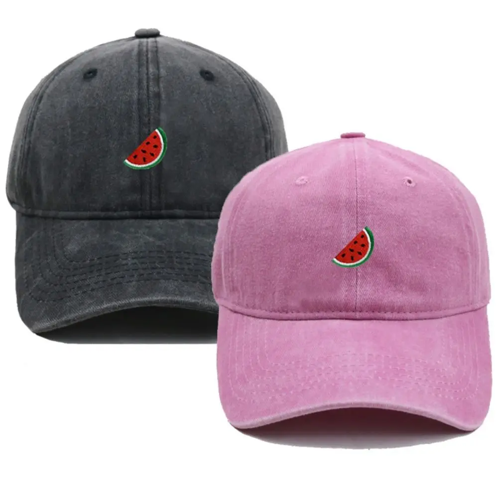

Retro Watermelon Embroidered Baseball Cap Visor Adjustable Sunscreen Hats Washed Cotton Sun Protection Sport Trucker Hat Unisex