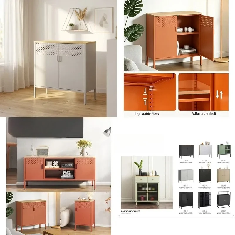 Wholesale 2 Door Metal Locker Modern Steel Side Cabinet Large Capacity for Living Room Kitchen Home Furniture