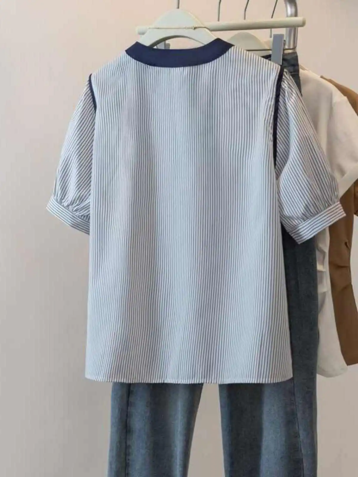 Sommer Plus Größe frauen Gestreiften Kurzarm Koreanischen Stil Lose Gerade Shirts Casual Alle Spiel Hohe Qualität Top