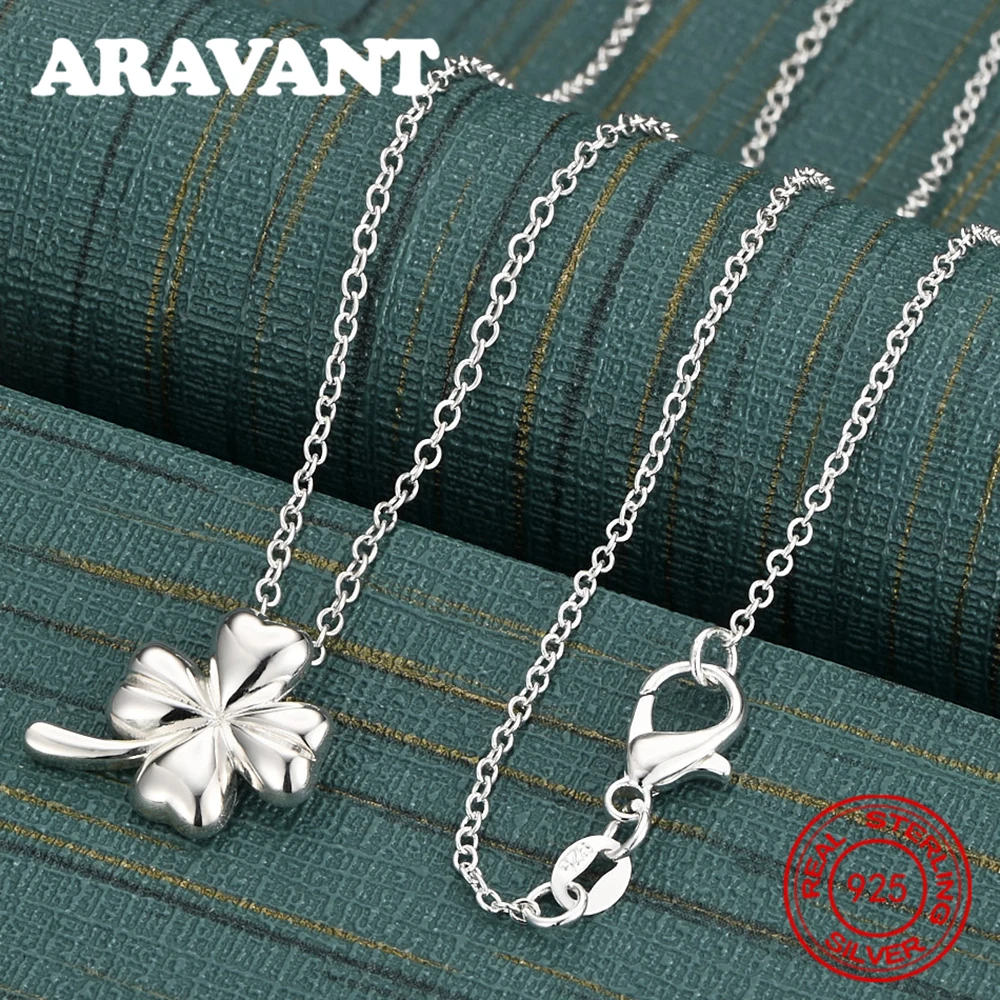 925 Sterling Silver Four-Leaf Clover Pendant Necklace - Everyday Accessory For Women, Simple And Elegant Jewelry