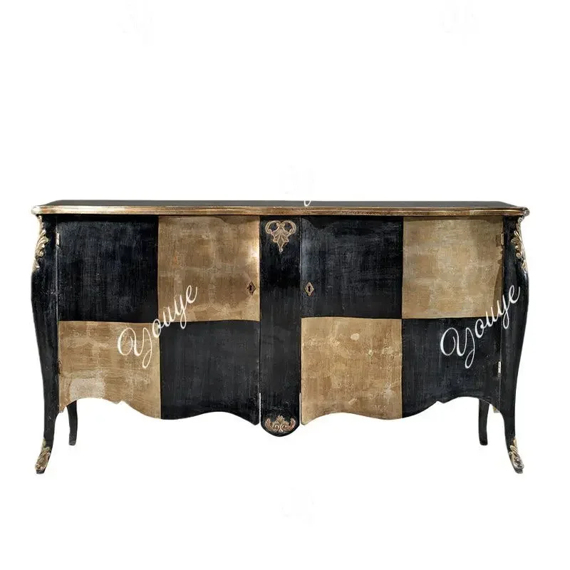 

J Retro European Contrasting Color Entrance Cabinet/neoclassical Solid Wood Dining Side Cabinet Partition Dining Side Cabinet