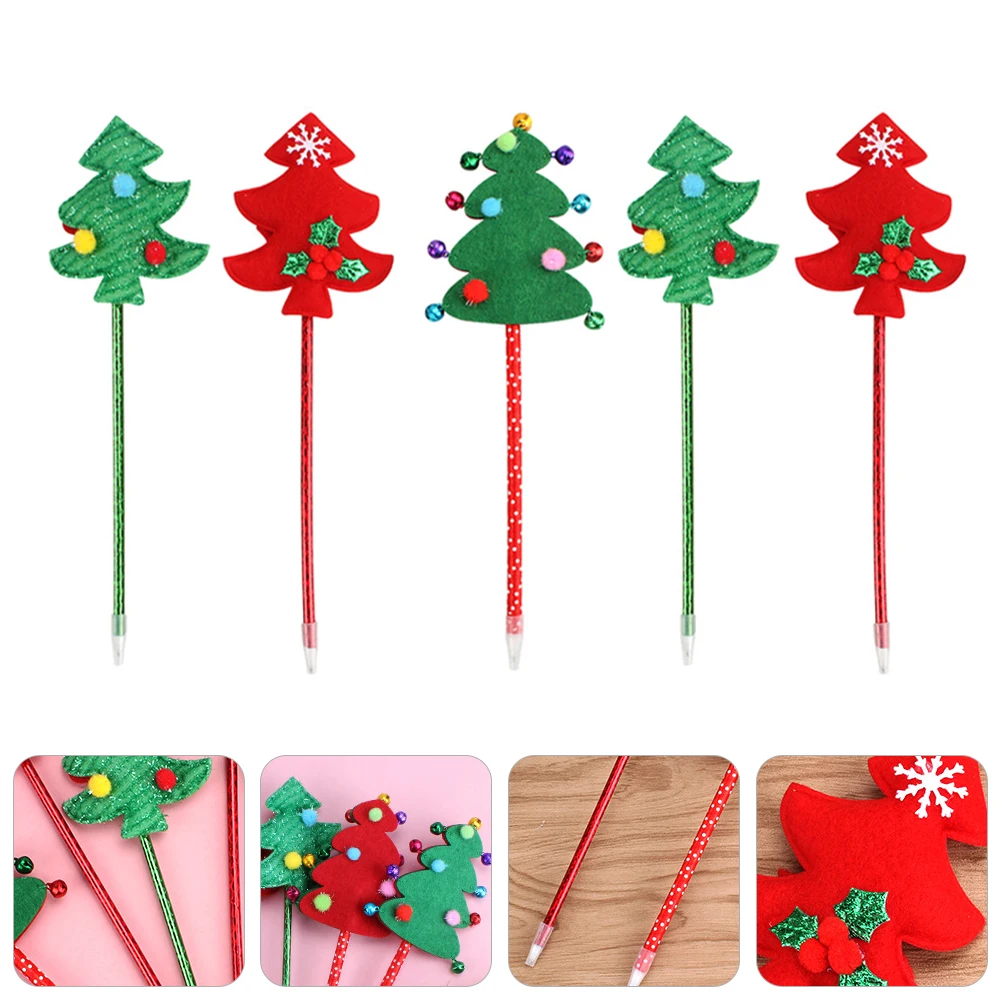 

5 Pcs Christmas Ballpoint Pen Stationery School Supplies Writing Ink Plastic Pens