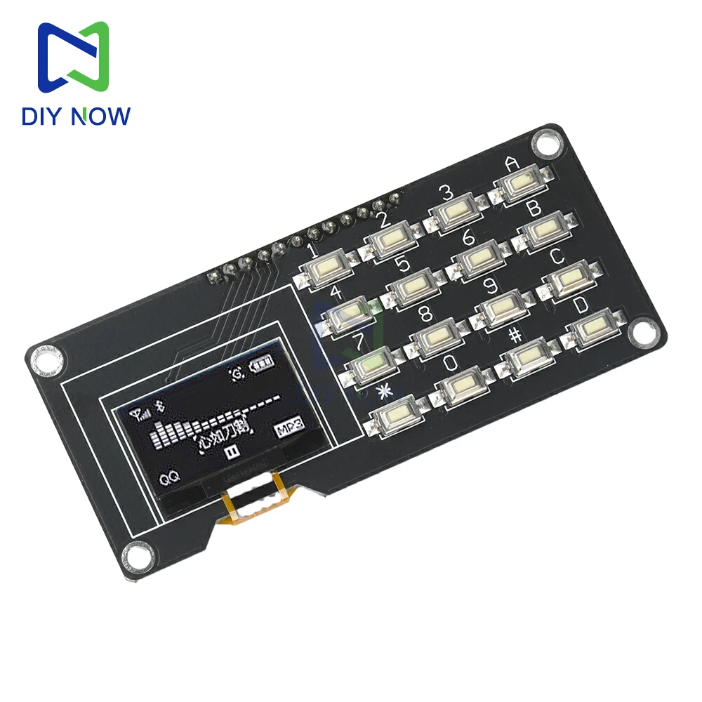 شاشة OLED IIC بيضاء 0.96 بوصة/1.3 بوصة SH1106 SSD1306 SSD1315 مع لوحة مفاتيح مصفوفة 4x4 لوحة شاشة LCD لاردوينو #4