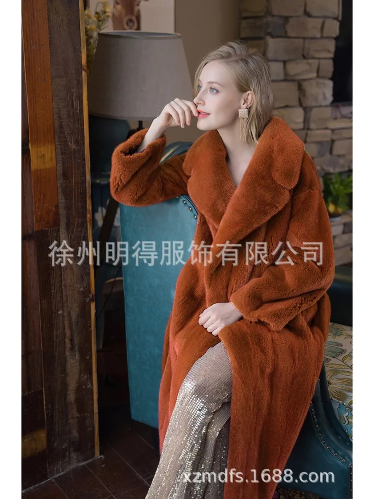 الفاخرة عالية الجودة الفراء خندق معطف حزام للنساء طويل فو الفراء معطف شتاء دافئ رقيق لينة التلبيب معطف طويل الأكمام ملابس خارجية #5