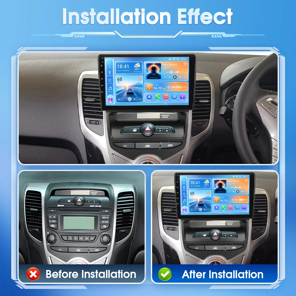 Reproductor de Audio para Auto Podofo de 8 Núcleos Android 2din para Hyundai IX20 2012 con Navegación GPS, Carplay Inalámbrico, Android Auto, WIFI, DSP, FM, RDS, Bluetooth y Receptor de Autoradio
