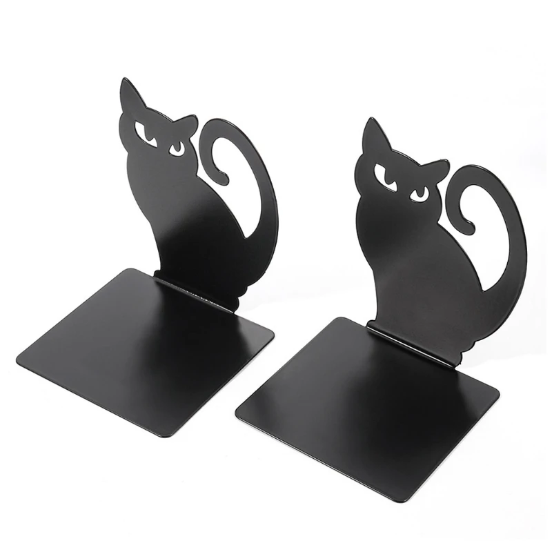 Imagem -05 - Bookends do Metal do Gato Preto Oco-para Fora Gatinho Persa Leve Durável Suportes do Livro do Não-deslizamento Bonito Par