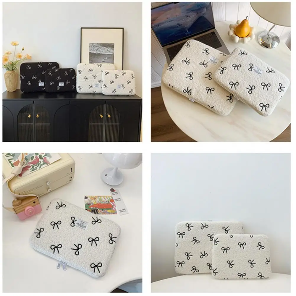 Elegante borsa per laptop Accessorio versatile per dispositivo Custodia per laptop ricamata con borsa per tablet antiurto in peluche con morbido per il lavoro