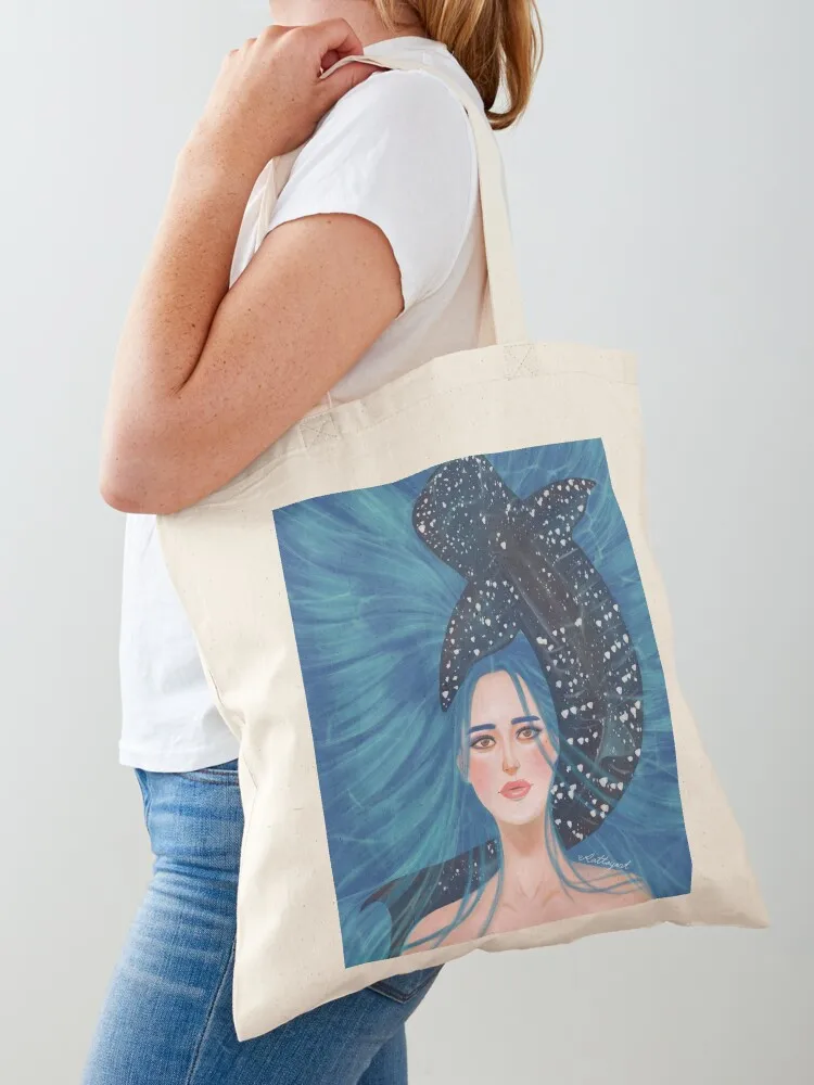Whale shark lady by Rattayart Tote Bag Customizable tote bag canvas tote bags Handbags women shopping bags foldable