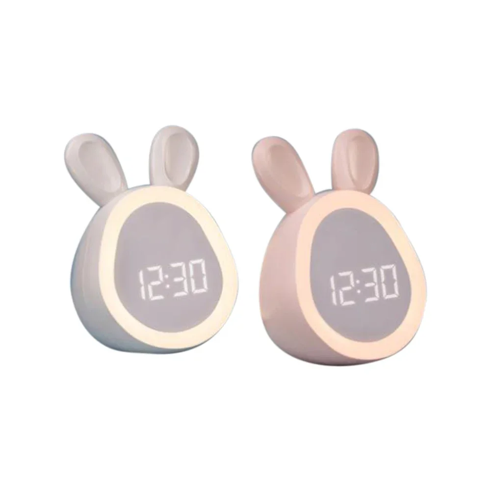 Kids Cute Rabbit Alarm Clock With Night Light Stepless Dimming Led Digital Alarm Clock For Boys Girls