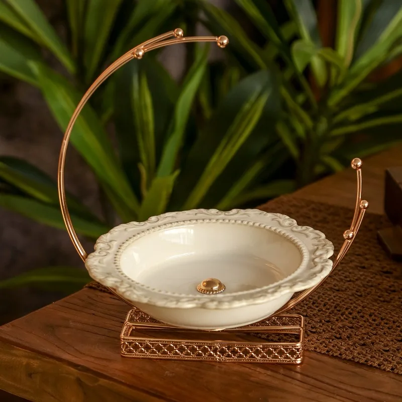 Luxury ceramic dessert table display plate,Dim sum rack decor,living room snack storage rack fruit cake candy plate home decor